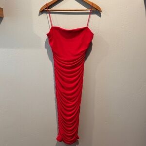 B Darlin Cowlneck Bodycon Red Strappy Fitted Contour Mini Juniors Party Dress
